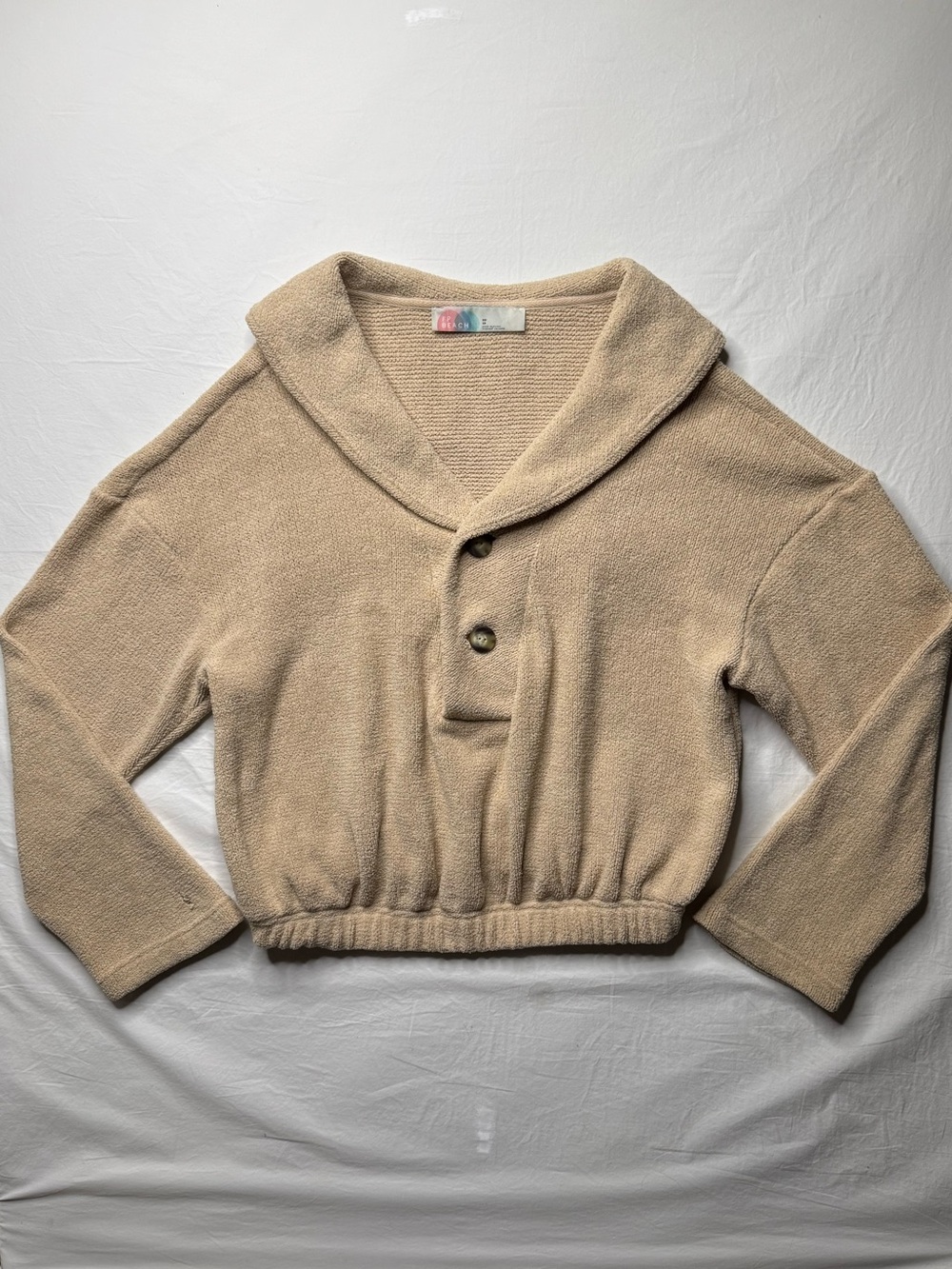 Free People Beach - Cozy Shawl Collar Pullover Sweater - Beige